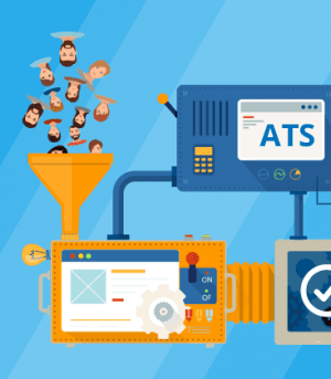 Illustration of an ATS system filtering resumes
